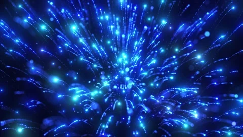 Animation of fast abstract glowing glitter particles. Flight of bright dots Stock Footage 296602733