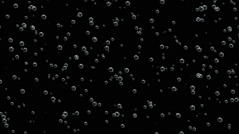 Animation of fast flowing bubbles. Bubbles cloud on black backgrounds. Stock Footage 115241425