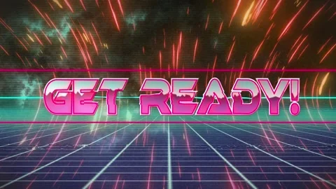 The animation features a get ready text glitching above purple and red lines 動画素材 330054664
