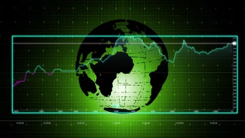 Animation features a stylized, dark silhouette of the Earth centered Stock Footage 308586192