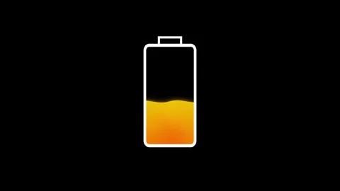 Animation featuring a charging battery icon against a black background, 스톡 동영상 297947015