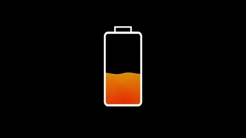 Animation featuring a charging battery icon against a black background, Stock Footage 297947016