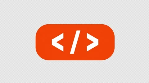 Animation featuring a coding tag symbol on a bold orange background, repres.. Stock Footage 310644063