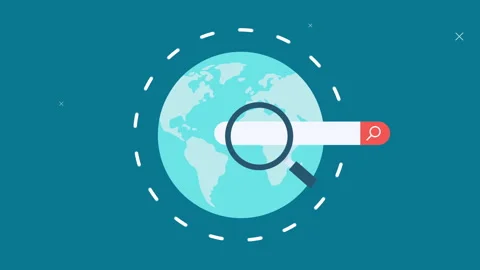 Animation of featuring a globe with a search bar across its center. A magnifying Video stock 277325331