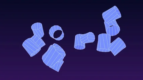 Animation featuring groups of glowing, light-blue wireframe cylinders Stock Footage 339376558