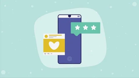 Animation featuring social media interaction on smartphone screen with hear.. Stock Footage 339267563