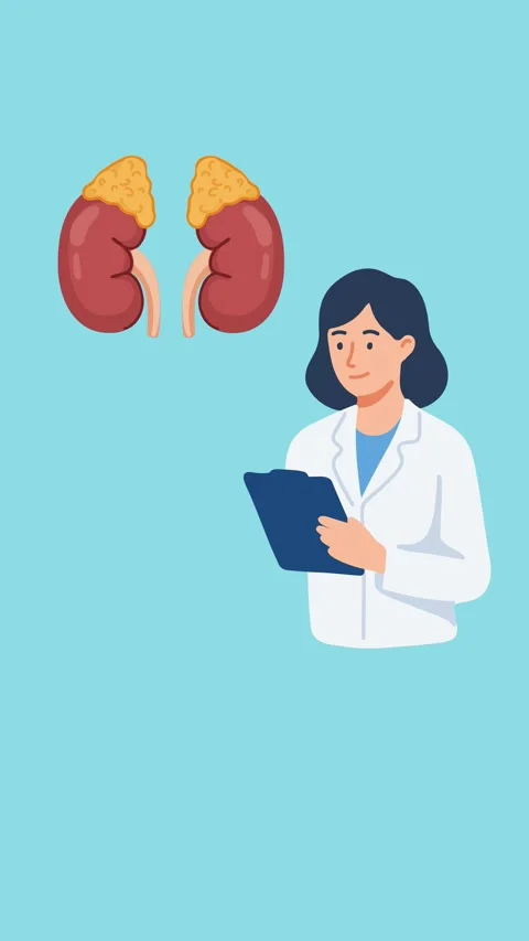 Animation female endocrinologist explaining adrenal hormone function Stock Footage 340956054