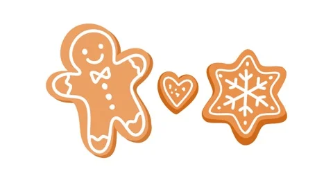 Animation festive gingerbread cookies in different shapes Stock Footage 346374140