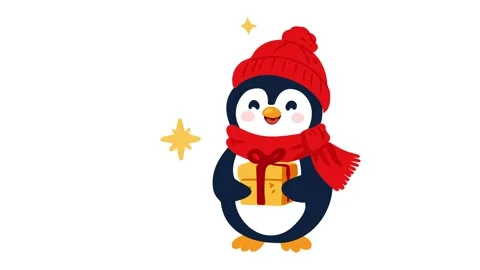 Animation festive penguin in winter hat Stock-Footage 346374136