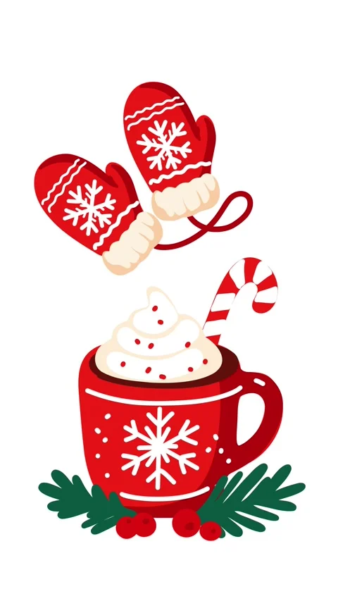 Animation festive winter drink and mittens Stock-Footage 346373888