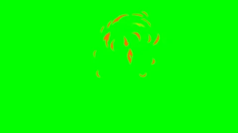 Animation of a fiery explosion drawn on a green chromakey background for Stock Footage 295383763