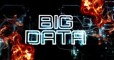 Animation of fiery explosions and digital network connections in big data theme Stock Footage 304864166