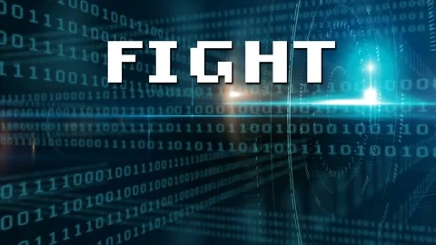 Animation of fight over binary code and lights Stock Footage 328974146