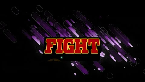 Animation of fight text with lightning and abstract pattern over black Stock Footage 248821884