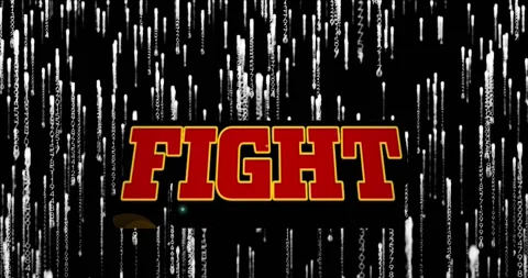 Animation of fight text over data processing on dark background Stock Footage 327523988