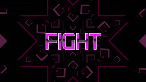 Animation of fight text over neon pattern background Stock Footage 265566493
