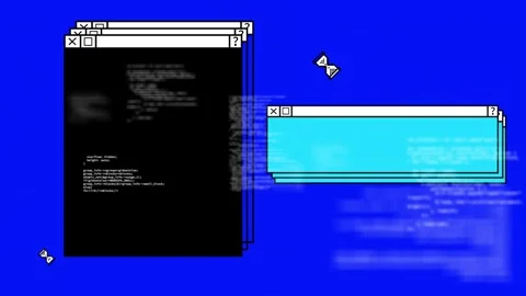 Animation of file windows and egg timer icon over data processing on black and Stock Footage 330735342