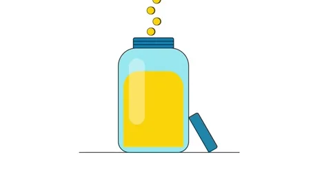 Animation fill jar with coin Stock Footage 323797103