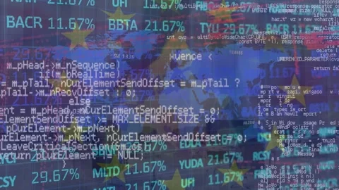 Animation of financial and computer data and network of connections over Stock Footage 330174259