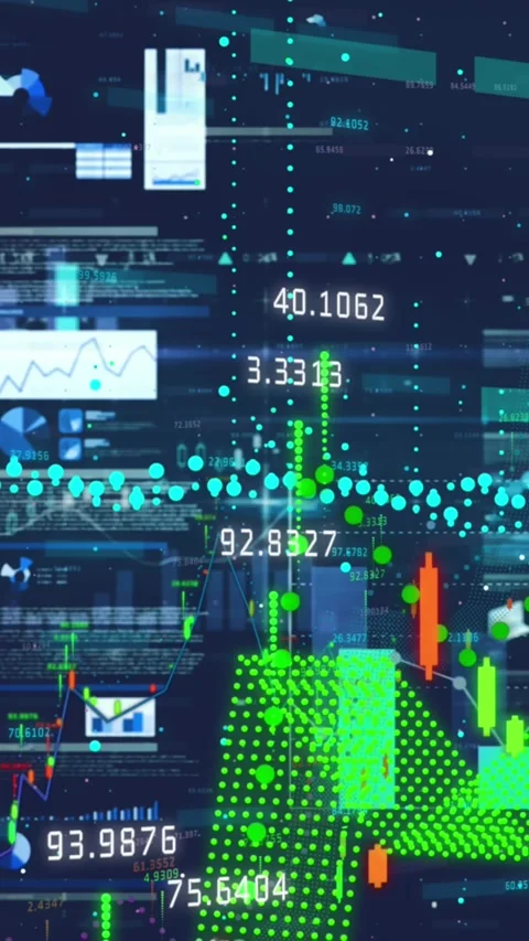 Animation of financial and statistical data processing against blue background Stock Footage 344011931