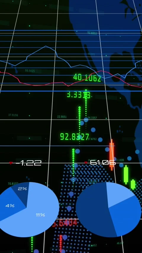 Animation of financial and statistical data processing over world map against Vídeo Stock 344369619