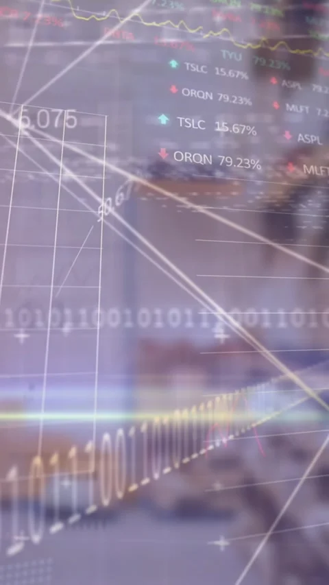 Animation of financial data and graphs over warehouse Stock Footage 341920816