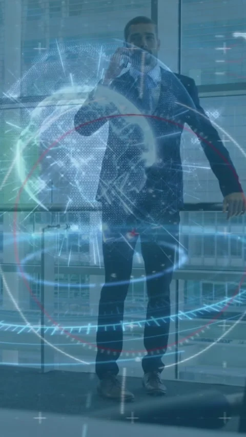Animation of financial data and graphs over caucasian businessman using Stock Footage 341920857