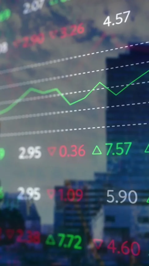 Animation of financial data and graphs over cityscape Stock Footage 341976236