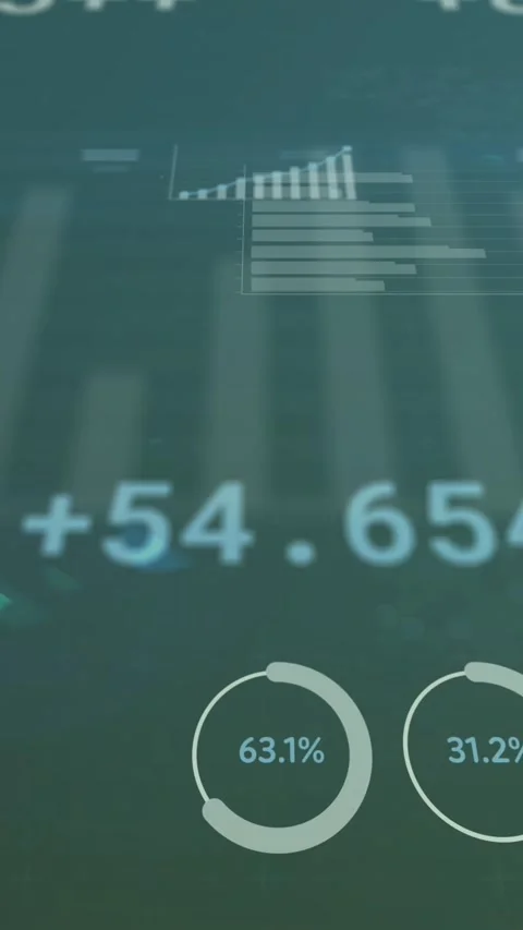 Animation of financial data and graphs over green background Stock Footage 342805649