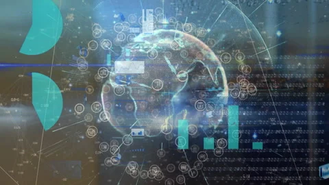 Animation of financial data, graphs, charts processing against globe on computer Stock Footage 316217494