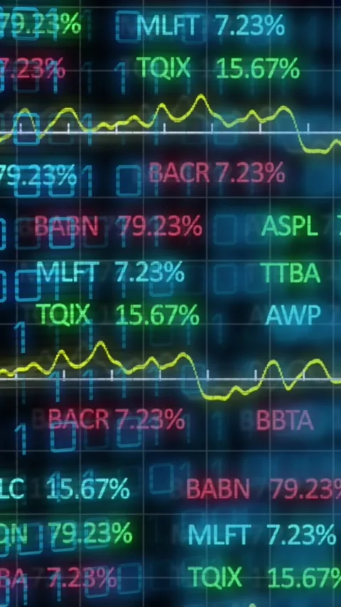Animation of financial data over binary code on black background Stock Footage 343866939