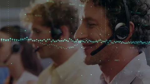 Animation of financial data over caucasian male consultant working in office Stock Footage 327706672