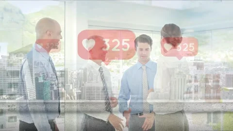 Animation of financial data over happy diverse female teacher and workers using Stock Footage 329692312