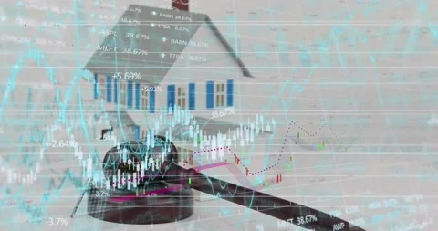 Animation of financial data over house m... | Stock Video | Pond5