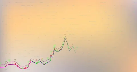 Animation of financial data processing against orange gradient background Stock Footage 243842958
