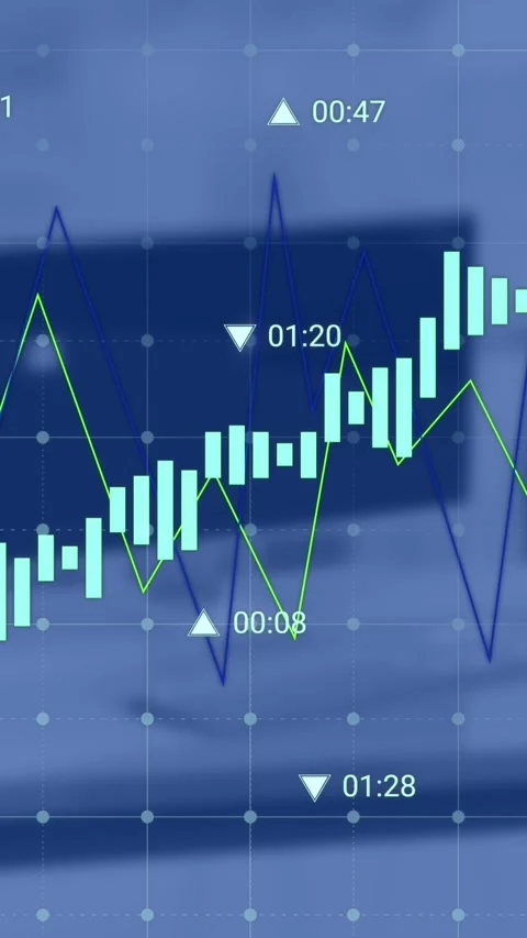 Animation of financial data processing against computer on office desk Stock Footage 343721086