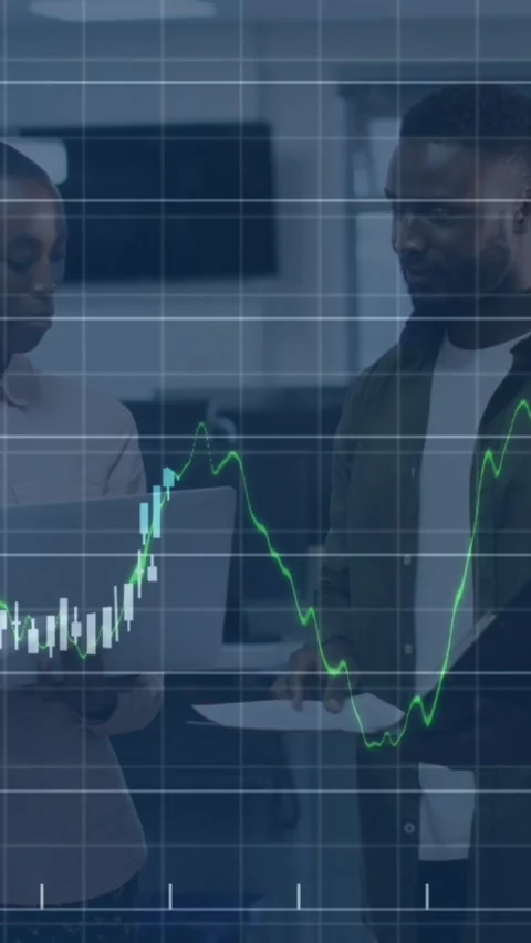 Animation of financial data processing against group of diverse colleagues Stock Footage 344783806