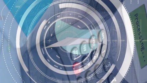 Animation of financial data processing and scope over smartphone and payment Stock Footage 312695923