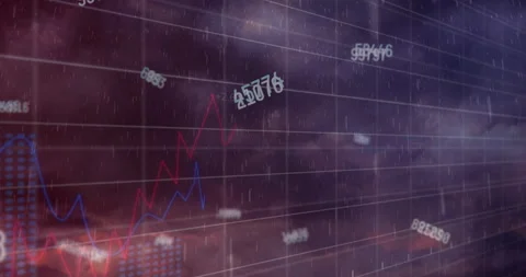 Animation of financial data processing and rain Video stock 315640605