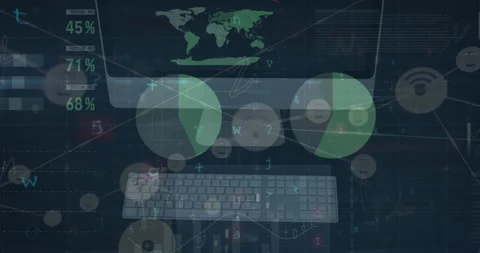 Animation of financial data processing and analysing on glitch in recording Stock Footage 315949161