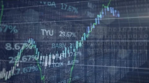 Animation of financial data processing and screens with microprocessor 스톡 동영상 326879892