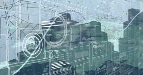 Animation of financial data processing and world map Stock Footage 330469531