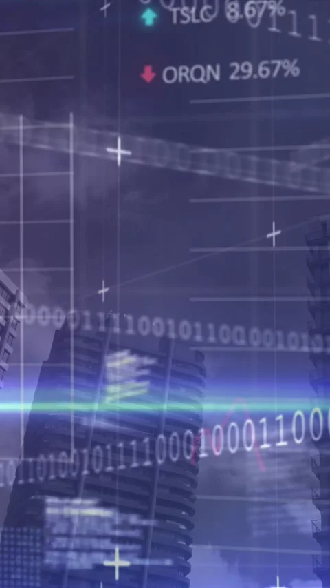 Animation of financial data processing and binary coding over modern office 스톡 동영상 341658352