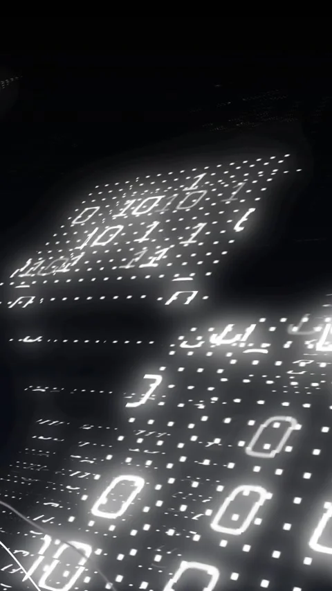 Animation of financial data processing and binary coding over black background Stock Footage 343499138