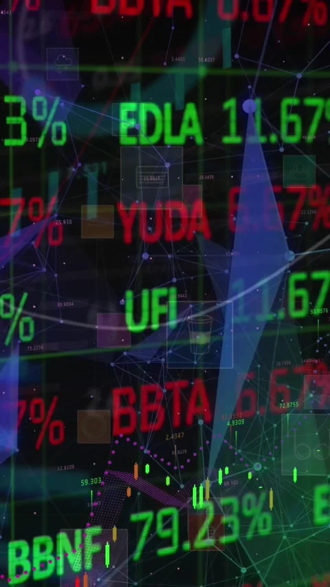 Animation of financial data processing and media icons over out of focus Stock Footage 343779871