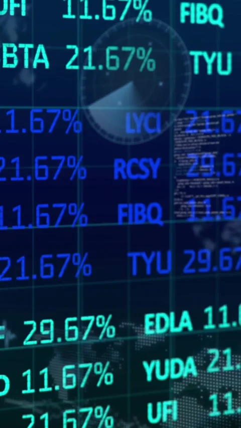 Animation of financial data processing and statistics on black background Stock Footage 344556647