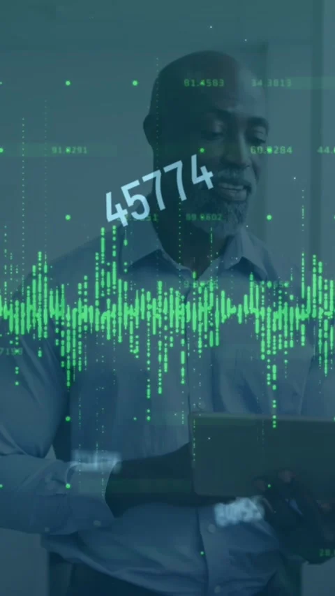 Animation of financial data processing and numbers over business people in Stock Footage 344669205