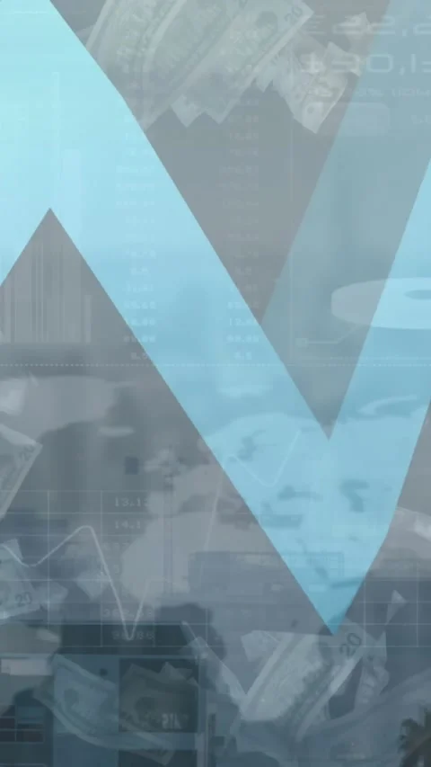 Animation of financial data processing and american dollar bills falling against Stock Footage 344774893