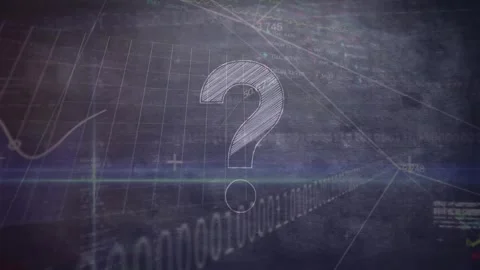 Animation of financial data processing with binary coding and question mark over 動画素材 327447953