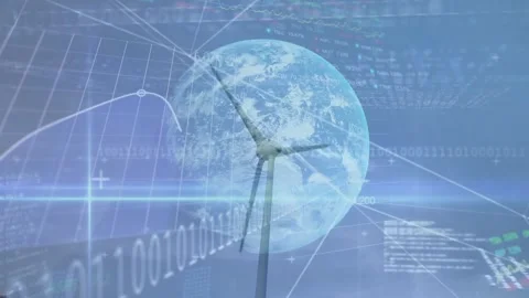 Animation of financial data processing binary coding and globe over of network Stock Footage 330167445